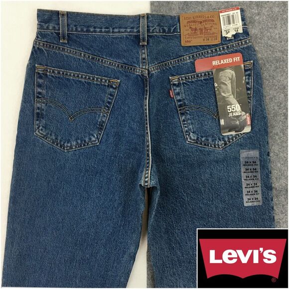 Levi's Other - NEW! Vintage Levis 550 Mens Jeans Relaxed Fit Blue Denim‎ Size 33 x 34 Y2K
